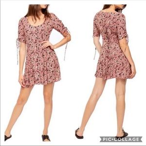 NWT Free People laced up Mini Dress floral print